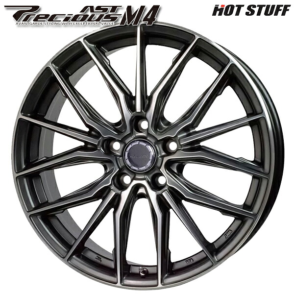 19インチ 8.0J 5H114.3 +35 HotStuff ホットスタッフ プレシャス アスト M4 ガンメタポリッシュ アルミホイール単品 4本（1台分）送料無料