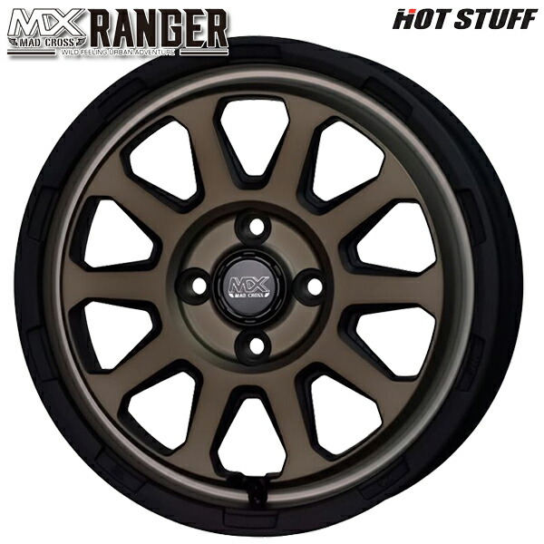 12インチ 4.0J 4H100 +43 HotStuff ホットスタッフ マッドクロス レンジャー マットブロンズ アルミホイール単品 1本 4本以上送料無料 |エムオートギャラリー