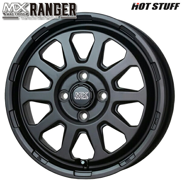 12インチ 4.0J 4H100 +43 HotStuff ホットスタッフ マッドクロス レンジャー マットブラック アルミホイール単品 1本 4本以上送料無料 |エムオートギャラリー