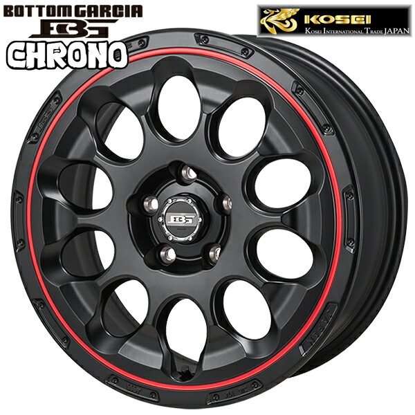 17インチ 7J 5H114.3 +38 KOSEI コーセイ ボトムガルシア クロノ セミグロスブラックレッドリム アルミホイール単品 1本 4本以上送料無料 ｜エムオートギャラリー