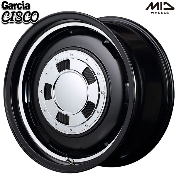 16インチ 5.5J 5H139.7 +20 MID ガルシア シスコ セミグロスブラックリムヴァーレイポリッシュ アルミホイール単品 1本 4本以上送料無料 ｜エムオートギャラリー