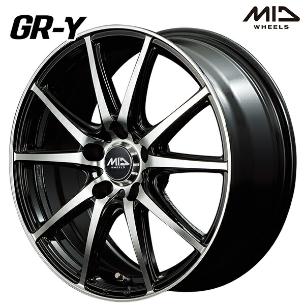 17インチ 7.0J 5H114.3 +48 MID ファイナルスピード GR-Γ ブラックポリッシュ アルミホイール単品 4本（1台分） 送料無料