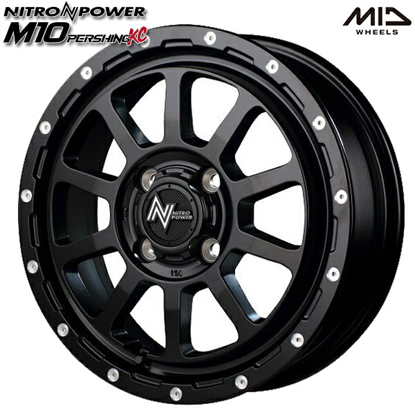 15インチ 5.0J 4H100 +45 MID ナイトロパワー M10パーシングKC セミグロスブラック/マシニング アルミホイール単品 1本 4本以上送料無料 |エムオートギャラリー
