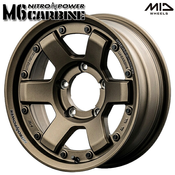 16インチ 6.0J 5H139.7 -5 MID ナイトロパワー M6 カービン ダークブロンズ アルミホイール単品 4本（1台分）送料無料