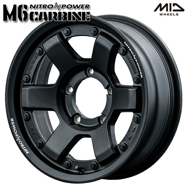 16インチ 6.0J 5H139.7 -5 MID ナイトロパワー M6 カービン ガンブラック アルミホイール単品 1本 4本以上送料無料 |エムオートギャラリー