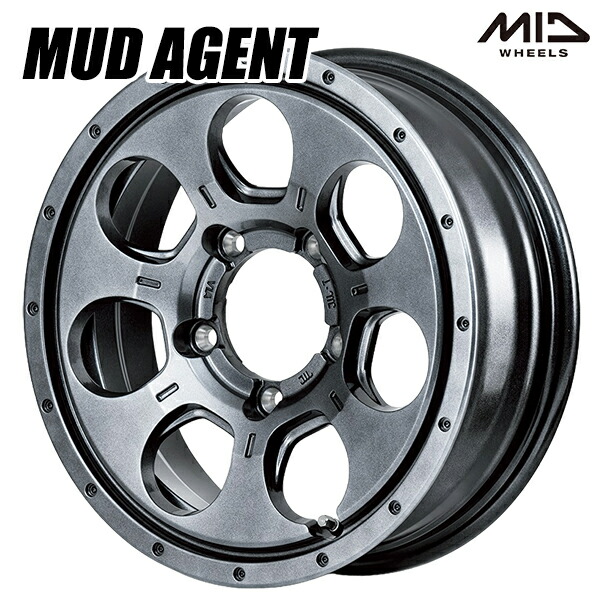 16インチ 5.5J 5H139.7 +22 MID マルカサービス マッドエージェント メタリックグレー アルミホイール単品 1本 4本以上送料無料