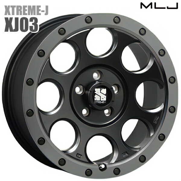 18インチ 8.0J 5H127 +50 MLJ エクストリームJ XJ03 フラットブラック/スモークフランジ アルミホイール単品 4本（1台分）送料無料