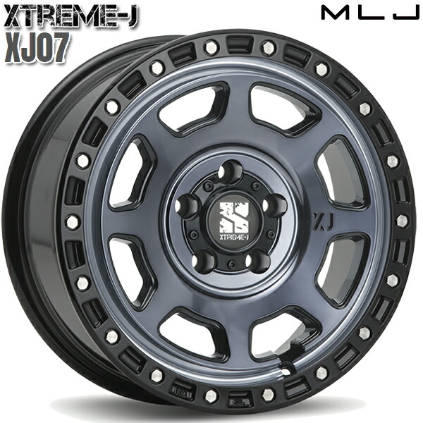 MLJ エクストリームJ XJ07 サイズ:17インチ 8.0J HOLE/PCD:5H 127 インセット:38 カラー:グロスブラックマシンインディゴ アルミホイール単品 4本(1台分)送料無料 |エムオートギャラリー