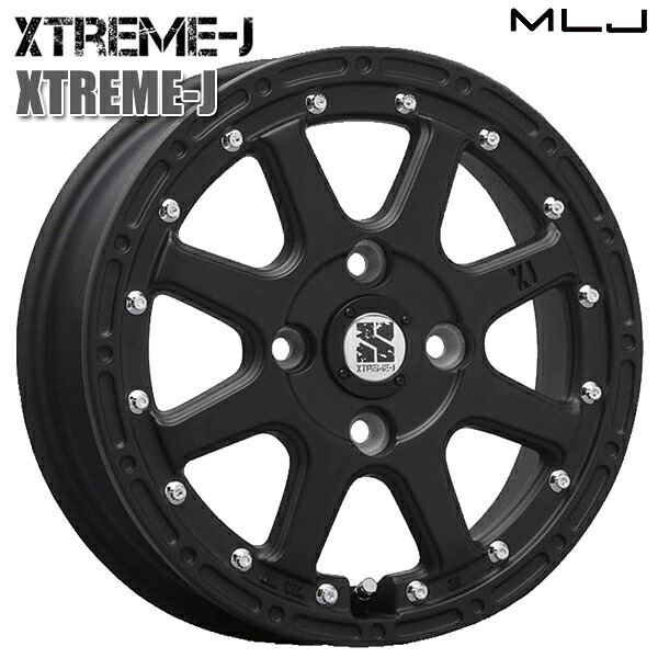 MLJ エクストリームJ サイズ:12インチ 4.0J HOLE/PCD:4H 100 インセット:42 カラー:フラットブラック アルミホイール単品 4本(1台分)送料無料 |エムオートギャラリー