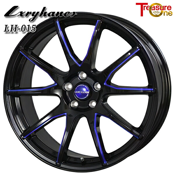 18インチ 7.0J 5H100 +48 トレジャーワン ラグジーヘインズ LH015 ブラック/ブルーマシニング アルミホイール単品 1本 4本以上送料無料 |エムオートギャラリー