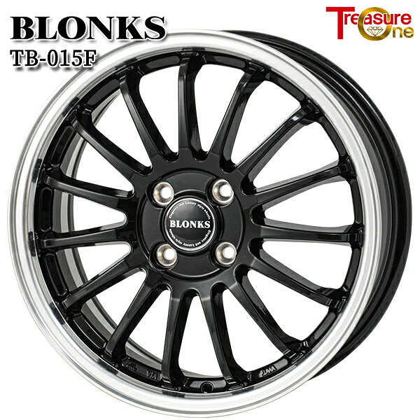 15インチ 5.5J 4H100 +50 トレジャーワン ブロンクス TB015F BK/RP アルミホイール単品 4本（1台分）送料無料 ｜エムオートギャラリー