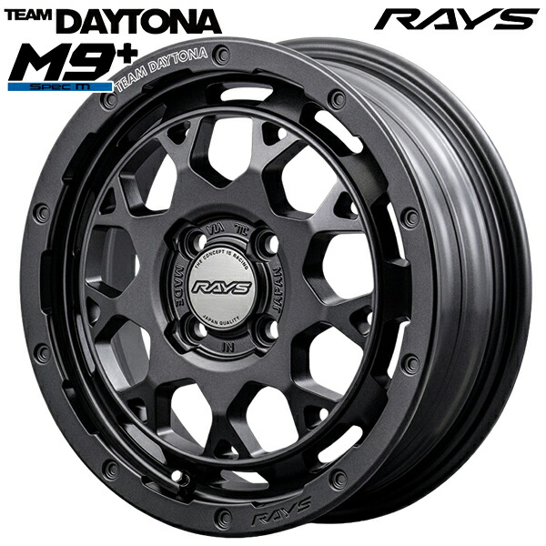 15インチ 5.0J 4H100 +47 RAYS レイズ チームデイトナ M9+ SPEC M AOJ (セミグロススーパーダークガンメタ) アルミホイール単品 4本（1台分）送料無料