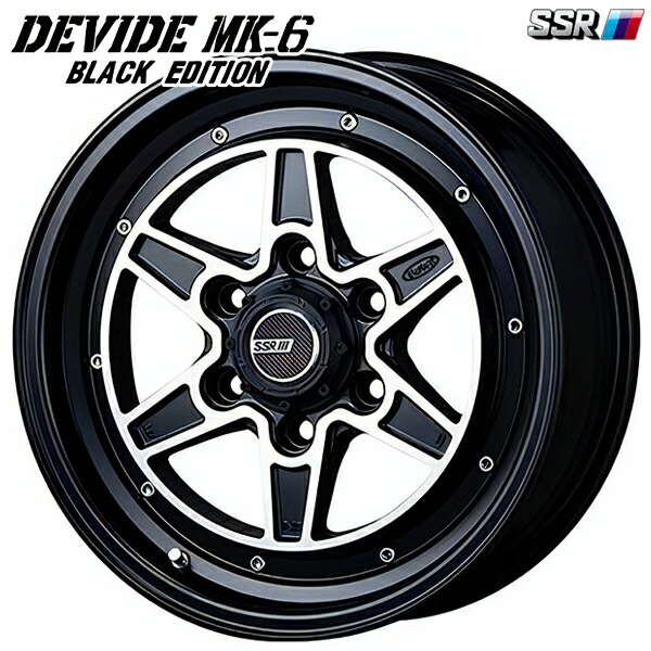 18インチ 8.0J 6H139.7 +38 SSR ディバイド MK-6 ブラックエディション フラットブラックポリッシュ アルミホイール単品 1本 4本以上送料無料
