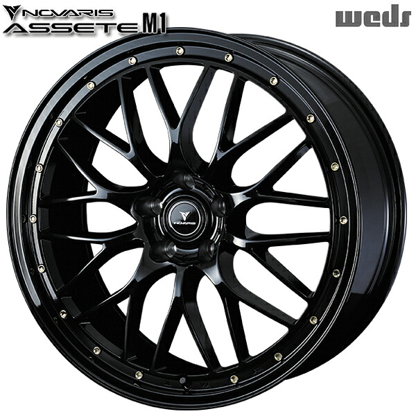 20インチ 8.5J 5H114.3 +45 Weds ウェッズ ノヴァリス アセット M1 ブラック/ゴールドピアス アルミホイール単品 4本（1台分）送料無料