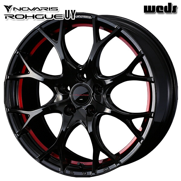 17インチ 7.0J 5H100 +47 Weds ウェッズ ノヴァリス ローグ UY ピアノブラック/レッドライン アルミホイール単品 1本 4本以上送料無料 個人宅配送不可 |エムオートギャラリー