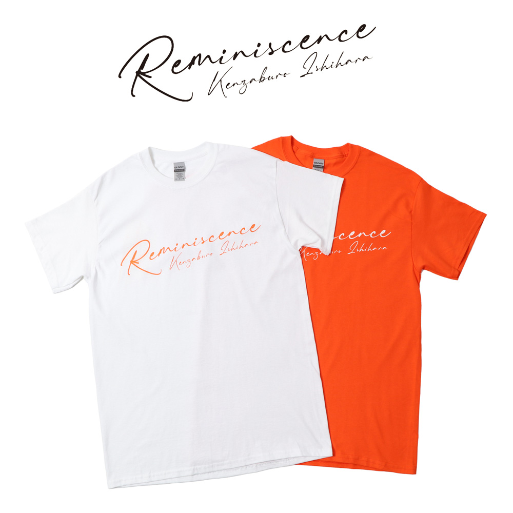 楽天市場 メール便配送 石原顕三郎 Reminiscence レミニセンス 記念tシャツ シャツ 半袖 夏 プリントtシャツ ホワイト オレンジ Mavazi インポートクロージング