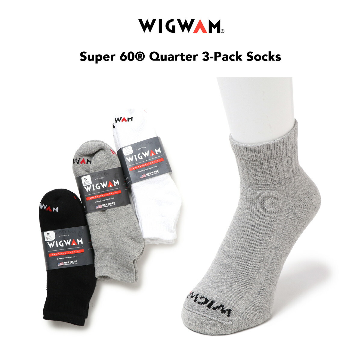 希少　wigwam ウィグワム　スポーツソックス　米国購入　アスレチック　５組 Amazon | [Wigwam] [ウィグワム] クルーソックス スーパー60 3足