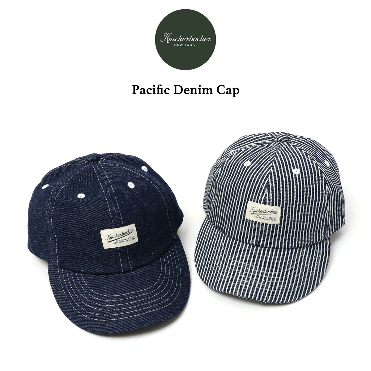 KNICKERBOCKER ニッカボッカー Pacific Denim Cap パシフィックデニムキャップ キャップ 帽子 TYPE A-3 メカニックキャップ Denim Hickory インディゴ ストライプ デニムキャップ ヒッコリー 100%コットン サイズ調整可能