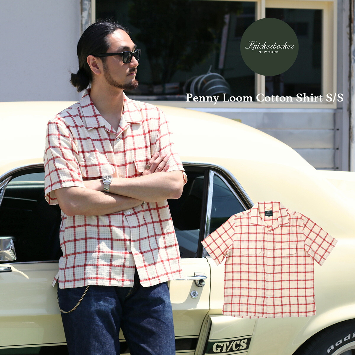 KNICKERBOCKER ニッカボッカ Penny Loom Cotton Shirt S/S ペニールームシャツ 半袖 メンズ プルオーバー 夏 綿織物プルオーバー キャンプカラー 明けっ広げ色合い ドビー織り オープンウィーブ原料品 Ecru