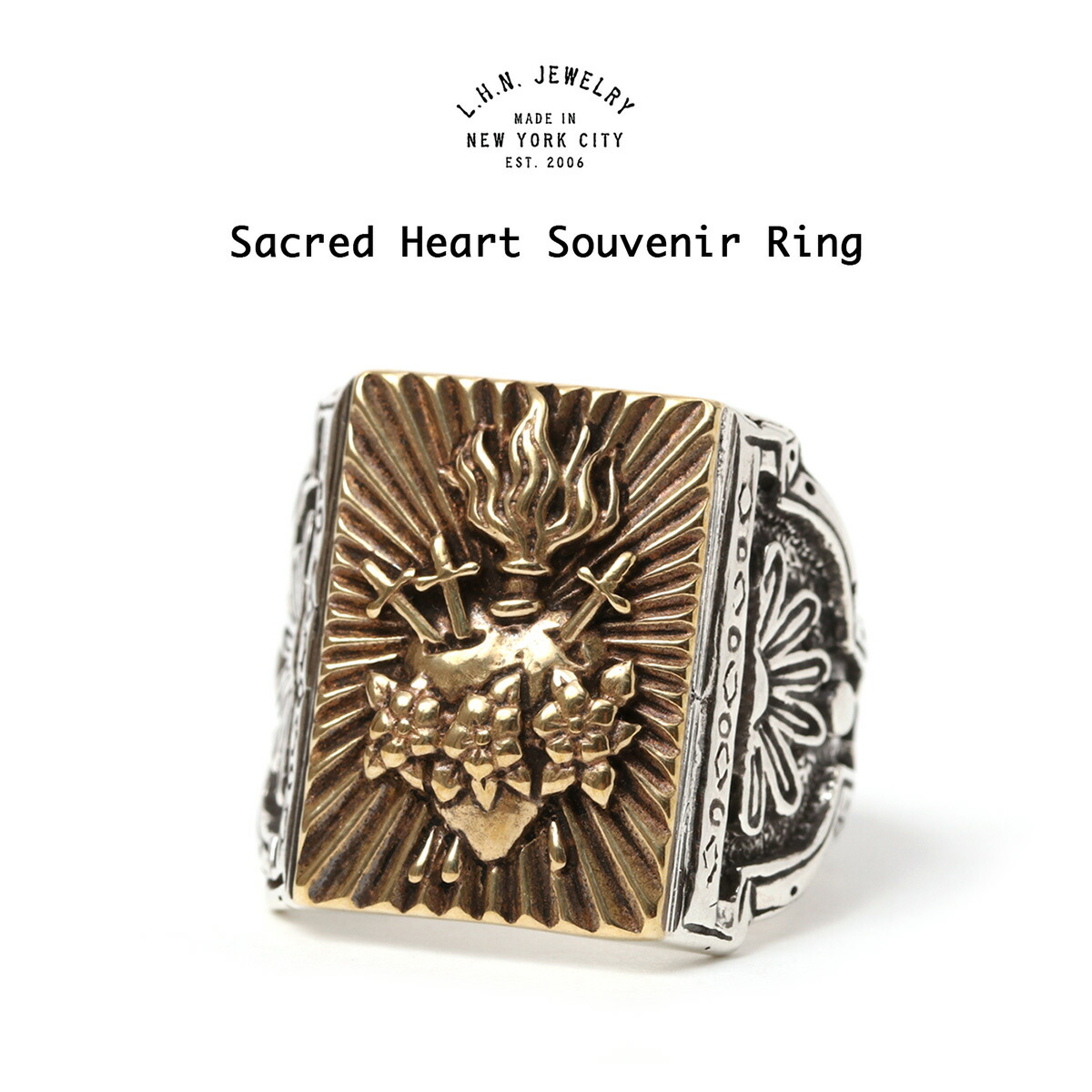 LHN Jewelry エルエイチエヌ 宝飾品 Sacred Heart Souvenir Ring セイクリッド ハートスーベニアリング Three of Swords 3本の剣 剣 亜米利加製 ブルックリン Handmade In Brooklyn Silver Brass