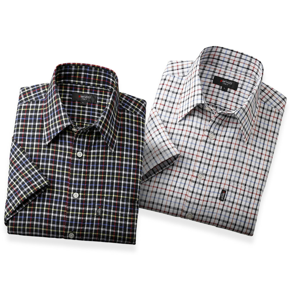 ピエルッチ ウインドーペン柄シャツ2色組 GV-069 1セット（2枚：2色×各1枚） 楽天市場】カジュアル シャツ ウィンドーペン柄 長袖 メンズ 2色組 秋