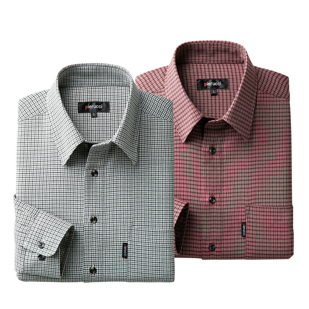 楽天市場】カジュアル シャツ ウィンドーペン柄 長袖 メンズ 2色組 秋