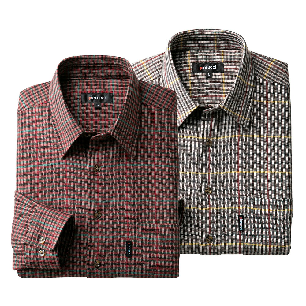 メンズ 紳士服 長袖シャツ ウール入り格子柄シャツ 2色組(GV-059) Pierucci/ピエルッチ 私服 プライベート オフ 楽天市場】メンズ 紳士服 長袖シャツ ウール入り格子柄シャツ 2色組(GV