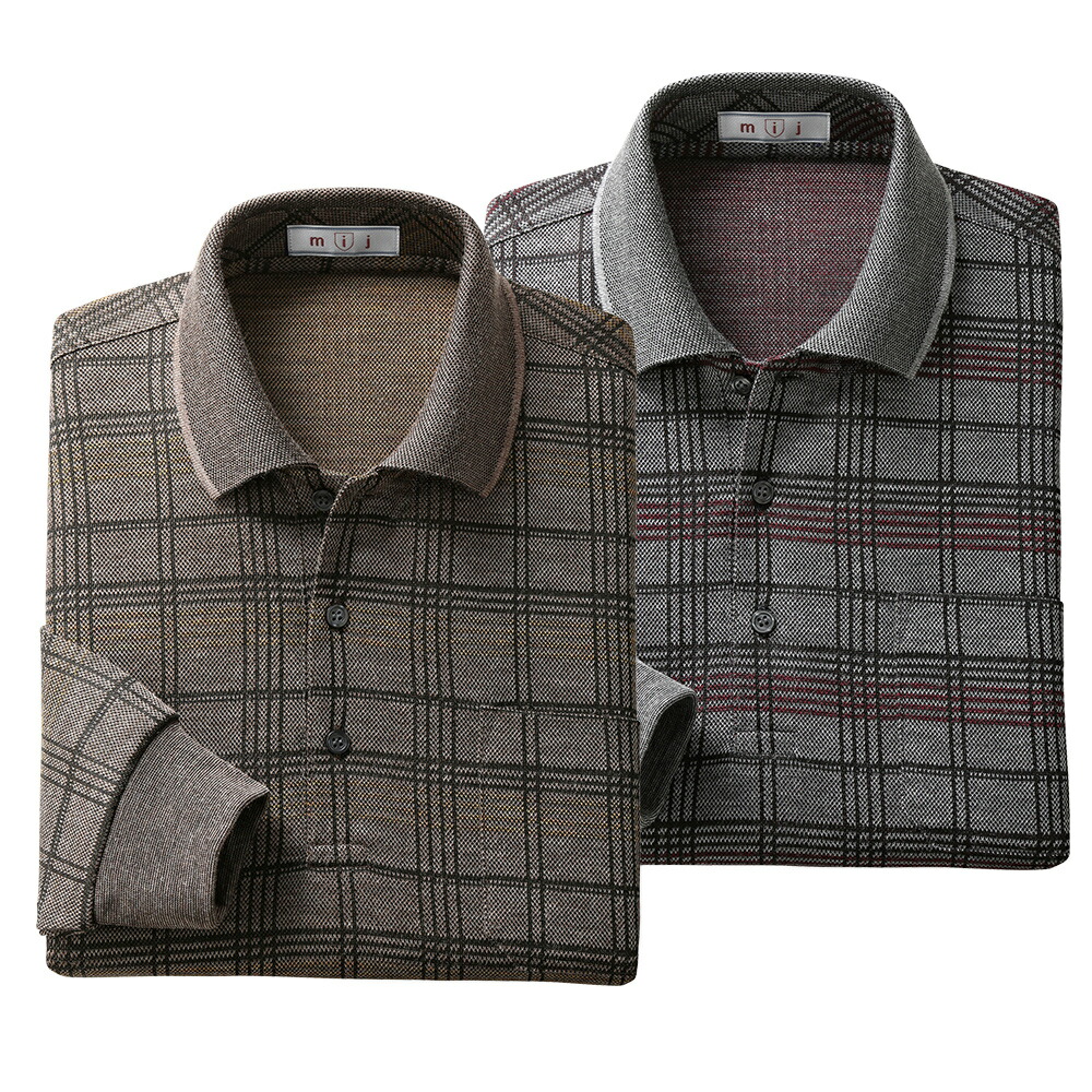 楽天市場】日本製 メンズ ポロシャツ 長袖 ウール 格子柄 アウトドア