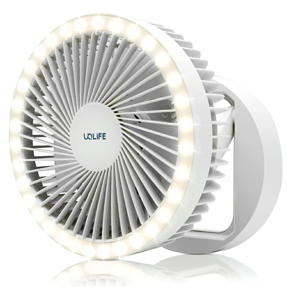 災害用 ポータブル ファン SOS 明かり点滅 LEDライト 静音 DCモーター 充電式 卓上 つるし 壁掛け UQ-HF-02 正規品