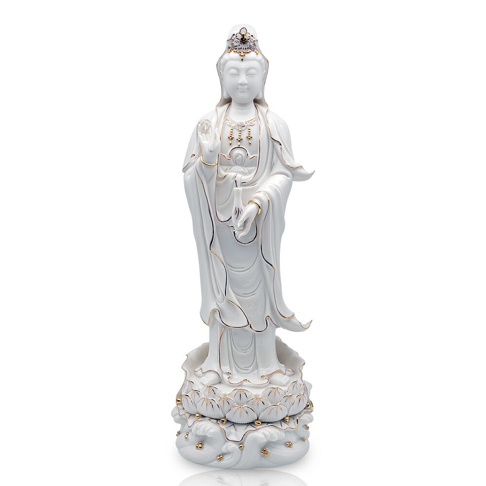 楽天市場】観音様 滴水観音菩薩置物 白磁陶器 LLサイズ 観音 置物 癒し