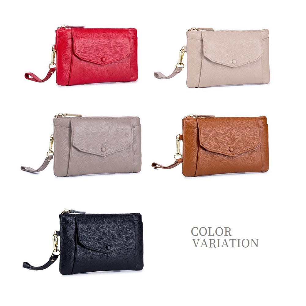 やっち②ポーチ 楽天市場】革製 キーチェーン付き 財布 ポーチ ダブルファスナー 2室