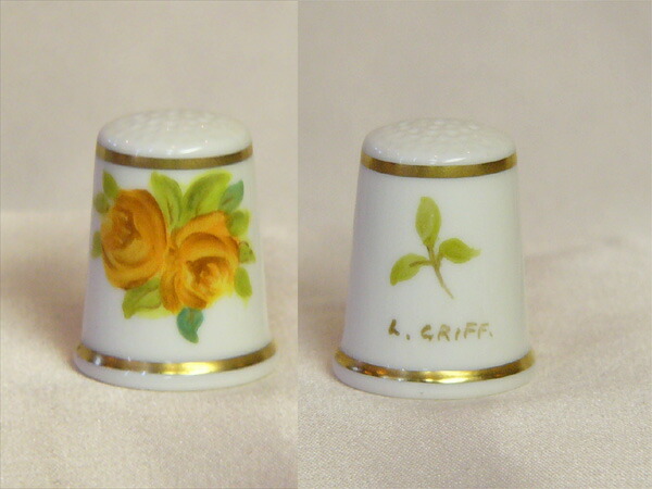黄色い薔薇の花 イエロー ローズ ハンドペイント 手書き ロイヤル ウースター Royal worcester シンブル 指貫き ソーイング コレクション アイテム プレゼント ヴィンテージ 02P23Sep15 P16Sep15