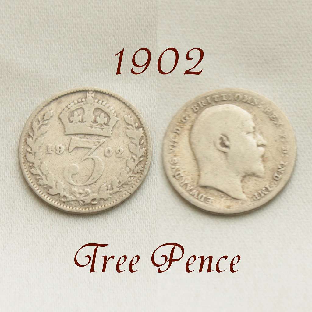 イギリス　3ペンスコイン 1902年 エドワード7世　.925 スターリング シルバー 銀貨 スリーペンス threepence