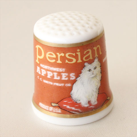 白妙ネコとりんごの木 ペルシアン アップル 猫のご座居る貼出し アドバタイズメント キャット Advertising Cat 猫 フランクリン ミント Franklin Mint シンブル フィンガー貫き 仕立 固まり 引き出物 中古 Blackfishmarine Com