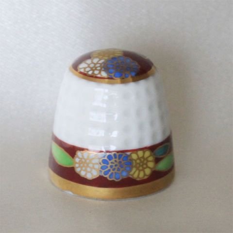 レア Herend ヘレンド 御花 花 シンブル 指貫き ハンガリー共和国 仕立てもの 差し上げ物 【中古】