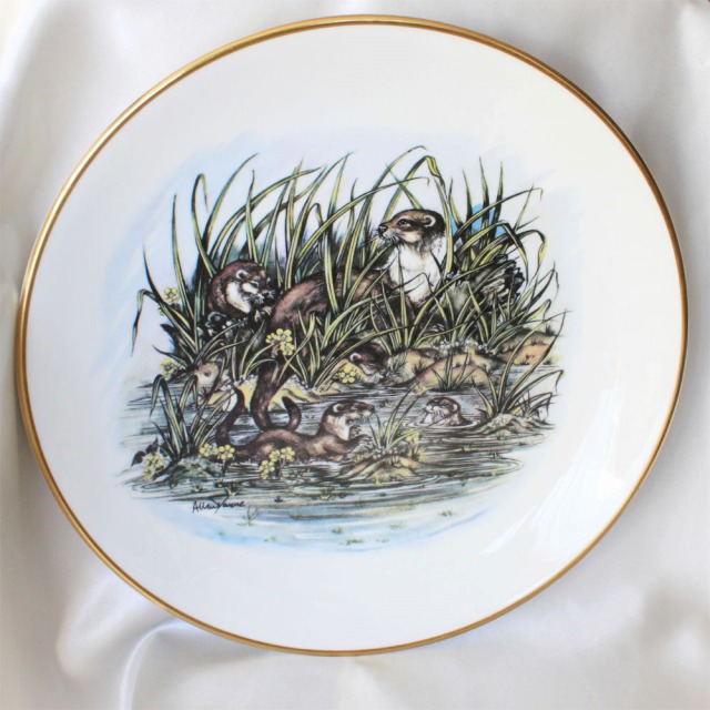 カワウソの親子 オッター Otter プレート 大きな絵皿 Allen Payne アレン ペイン 画 ロイヤル グラフトン ROYAL GRAFTON ウォールプレート 飾り皿 プレゼント ギフト 【中古】 【送料無料】