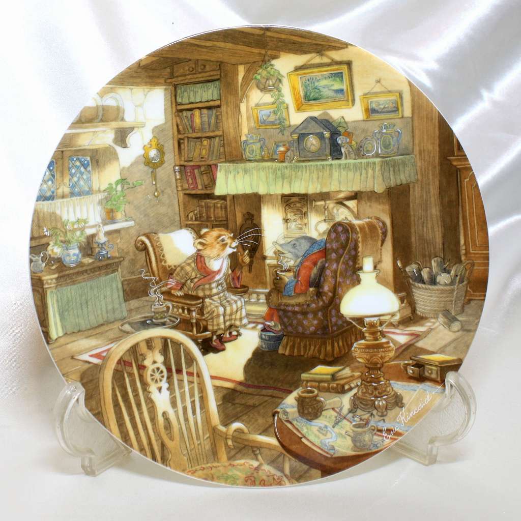 <br> ファイヤーサイド テイル FIRESIDE TALES 夜物語 炉端のおとぎ話 たのしい川べ ウィンド イン ザ ウィローズ The Wind in the Willows ケネス グレアム イギリス ウォールプレート 絵皿  蛙 カエル　バジャー　ラット　モール　トード　ポーリー　オッター　【中古】