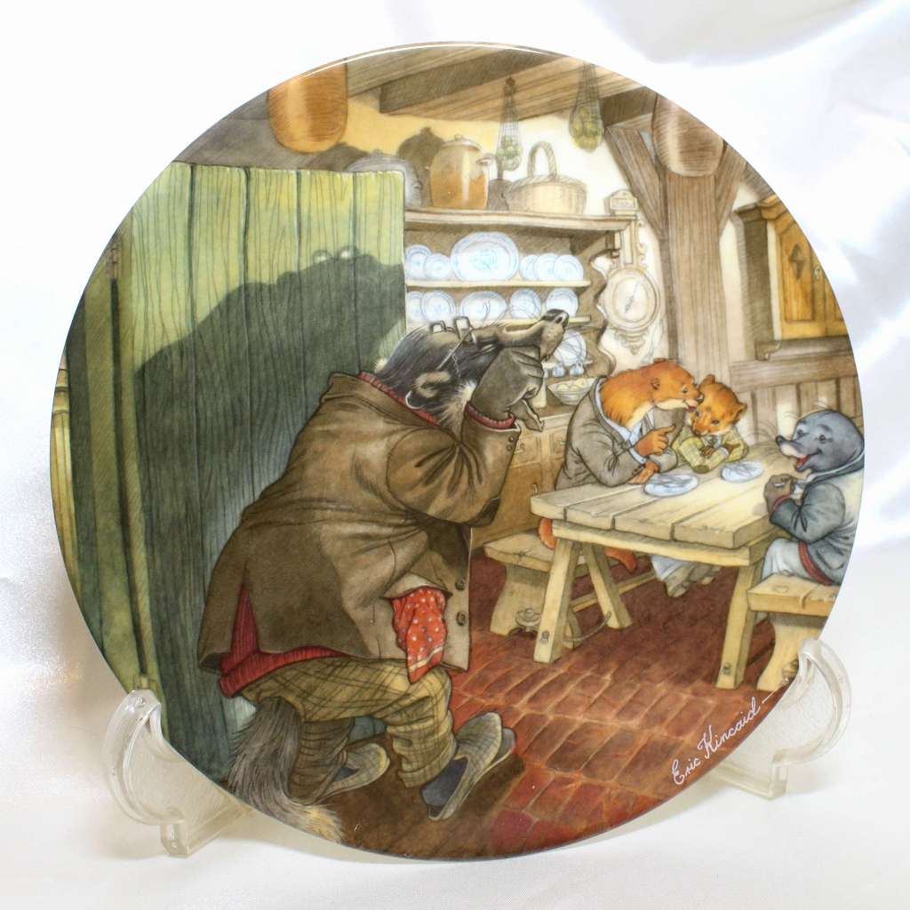 <br>  ブレックファースト アット バジャー Breakfast at Badger's アナグマの朝食  たのしい川べ ウィンド イン ザ ウィローズ The Wind in the Willows ケネス グレアム イギリス ウォールプレート 絵皿  蛙 カエル 【中古】