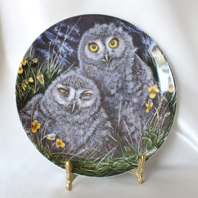 スノーイー オウル Snowy Owl Chicks シロ梟 梟 絵皿 ウェッジウッド WEDGWOOD ふくろうの乳飲み子 もの言う花 オウル Baby Owl Collection デック トゥイニー画 連合王国 白いもの ダンバリー ペパーミント 飾りつけ皿 【中古】
