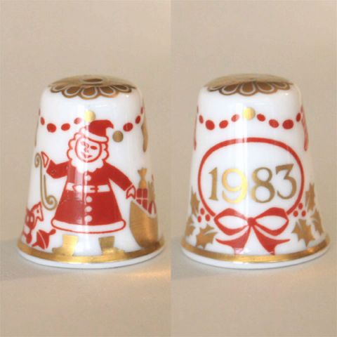 クリスマス 1983年 Christmas サンタクロース スポード SPODE イヤーズ シンブル 指貫き ソーイング キルト パッチワーク コレクション アイテム 誕生日 ギフト プレゼント ヴィンテージ 【中古】 【送料無料】|メイ フェアリー店