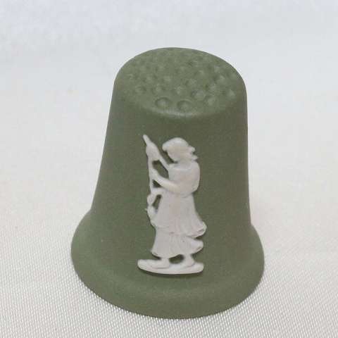 ジャスパーウェアー Jasperware シンブル 指貫き セージグリーン スピナー スピンドル 糸を紡ぐ女性 ウェッジウッド Wedgwood イギリス ヴィンテージ 【中古】