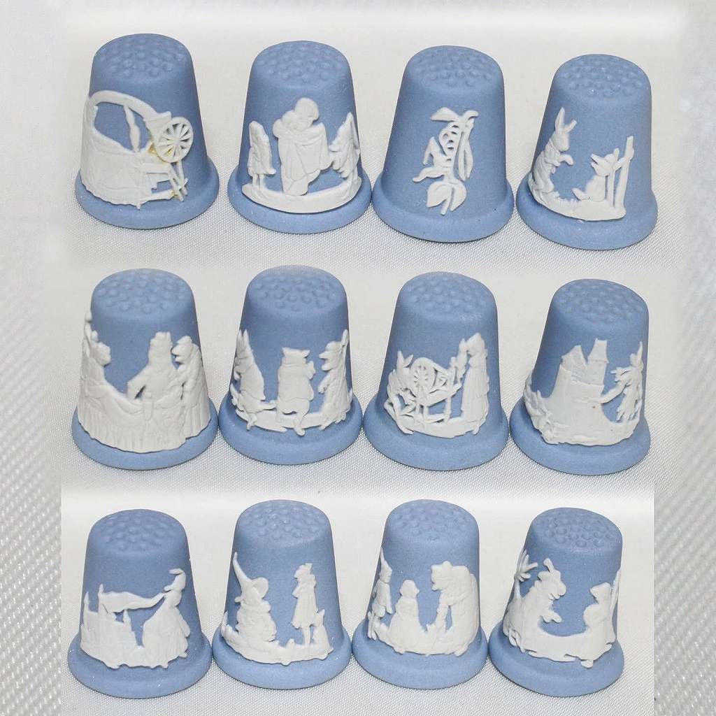 1989年 妖精尻っ方 12個 フルセット 御伽噺 ジャスパー御召しもの Jasperware TCC シンブルコレクターズクラブ シンブル 指貫き 青み ウェッジウッド Wedgwood 【貨物輸送無料】 【中古】