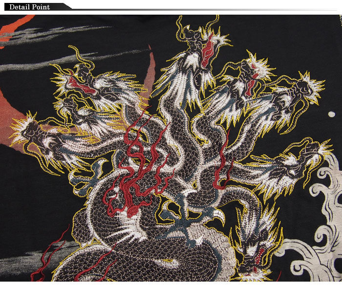 楽天市場 華鳥風月 かちょうふうげつ 八岐大蛇刺繍 やまたのおろち 和柄ロングtシャツ ロンt 長袖 送料無料 八岐大蛇デザインの和柄ロングtシャツ 和柄 ジーンズプラザ摩耶葛西店