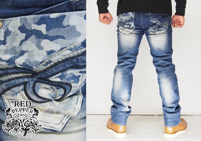 売れ筋 Red Pepper レッドペッパー カモ切り替え セミストレート ストレッチ ジーンズ デニム Rj32 レッドペッパーからアイテムが登場 和柄 ジーンズプラザ摩耶葛西店 残りわずか Www Balloonylandkw Com