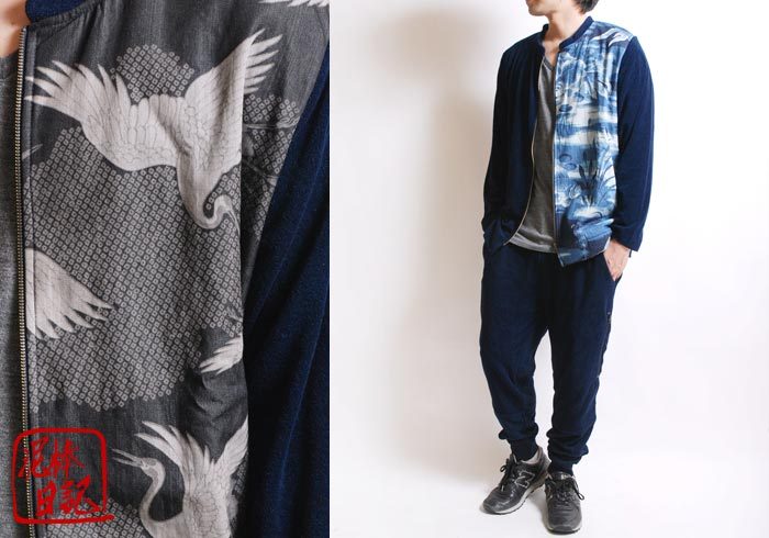 楽天市場】泥棒日記 舞鶴片袖切替 デニム 和柄 プルパーカー/D14505