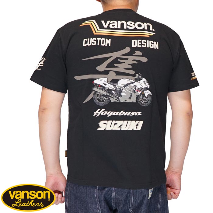 VANSON バンソン スズキ SUZUKI コラボ Tシャツ 半袖 メンズ 隼 GSX1300R SMV-2403 送料無料