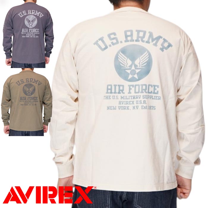 AVIREX アヴィレックス アビレックス 長袖 Tシャツ MIL. STENCIL T-SHIRT USA.A.F ロンT メンズ 783-4230015 送料無料｜和柄 ジーンズプラザ摩耶葛西店