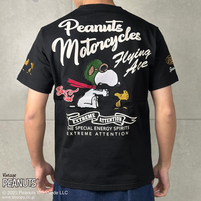 フラッグスタッフ FLAGSTAFF スヌーピー コラボ Tシャツ 半袖 刺繍 メンズ MOTORCYCLE 452093 送料無料