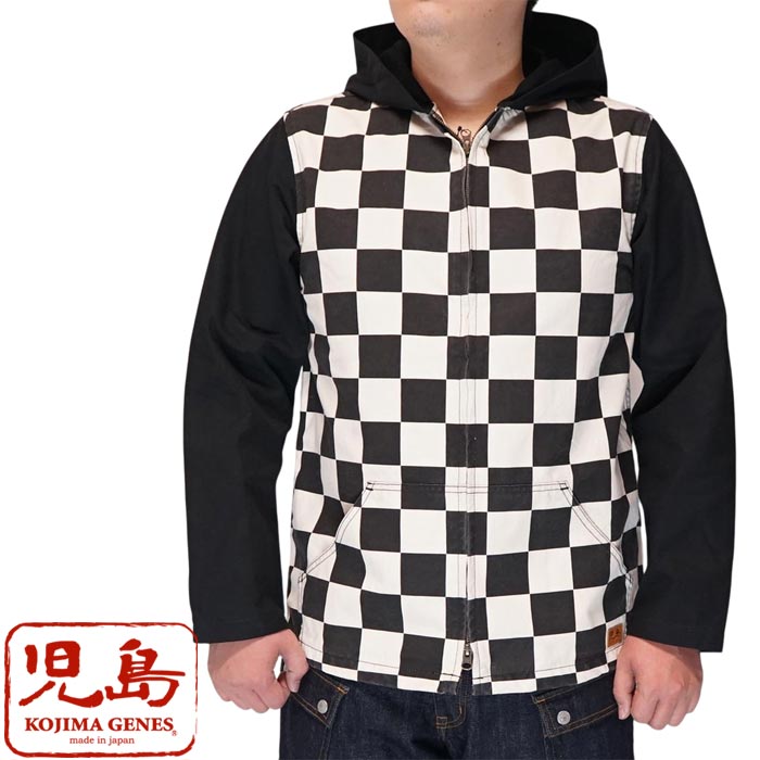 児島ジーンズ KOJIMA GENES ブロックチェック ダブルジップパーカー 日本製 メンズ ワンウォッシュ 日本製 MadeinJapan RNB-5065 送料無料|和柄 ジーンズプラザ摩耶葛西店