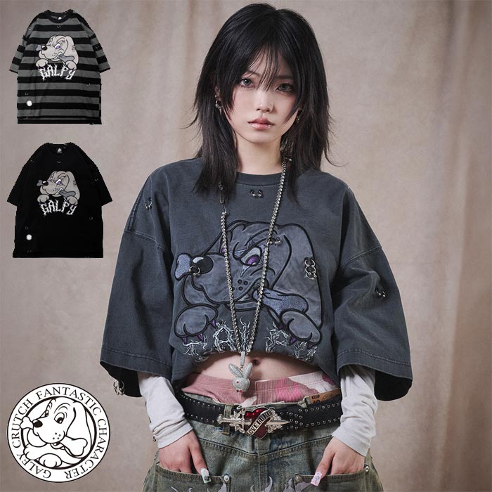 GALFY ガルフィー プルオーバー 半袖 メンズ レディース 飼い犬 犬 バチバチピアスTee 162028 貨物輸送無料
